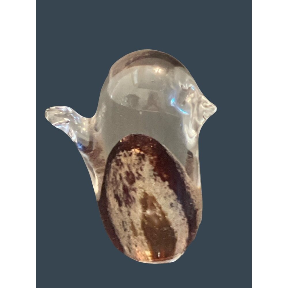 Mini Paperweight Hand Blown Art Glass Small Bird Figurine Brown Earth Vintage - Picture 2 of 7